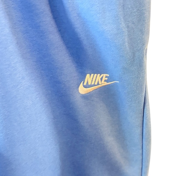 Nike Blue Fleece Sweatpants with Tapered Leg and Elastic Cuffs - Picture 3 of 11